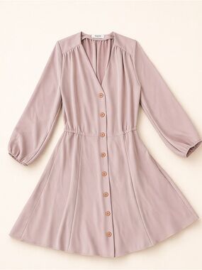 Aritzia Babaton Camille Dress / V-neck Dress / Dusty Pink w/ Balloon Sleeves